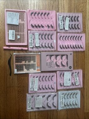 False Eyelashes Kit Huge Bundle - Pink Multi-Pack Lash Set, Glue and Tweezers